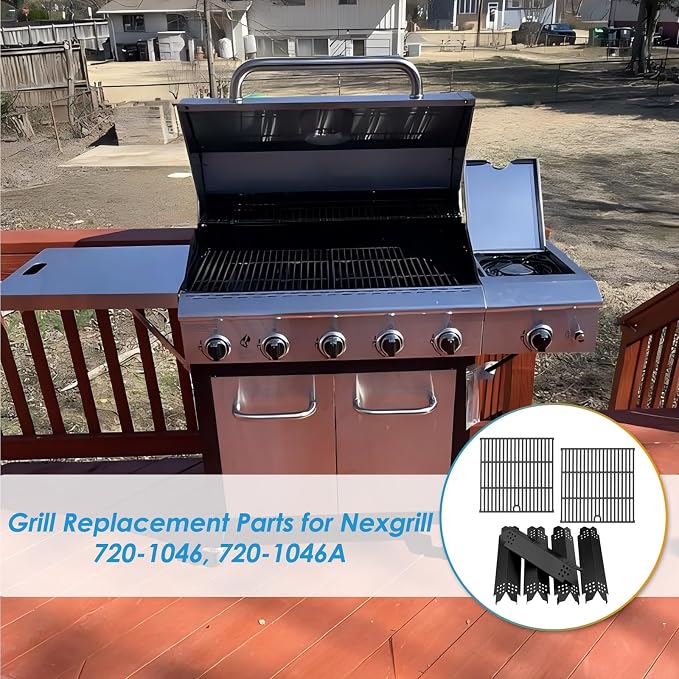 Replacement Parts for Nexgrill 5 Burner 720-1046 720-1046A, Cooking Grate and Heat Shield Kit for Nexgrill 720-1046 Grill Parts 720-1046A for Nexgrill Replacement Parts 5 Burner
