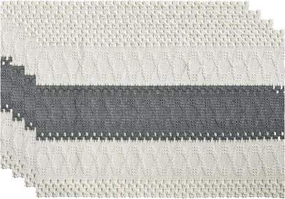 Artoid Mode Dark Grey Farmhouse Rustic Placemats Set of 4,12x18 Inch Seasonal Holiday Hollow Table Mats Party Kitchen Dining Decoration
