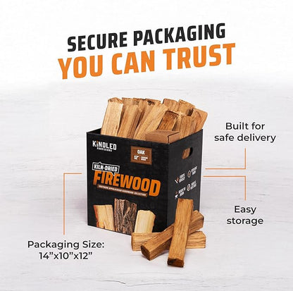 Oak Cooking Wood Box by Kindled Provisions - 30lbs 12" Kiln Dried Oak Smoking Wood & Grilling - Robust Flavor Oak Wood Chunks for Smokers - Premium Southern Appalachian Hardwood - for Beef, Pork, Fish