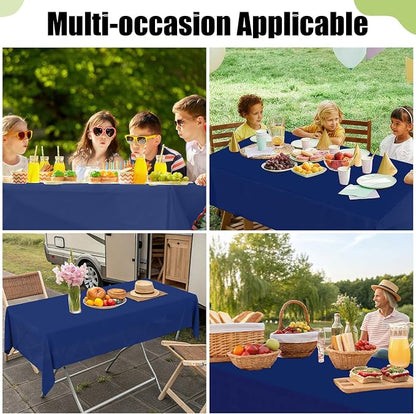 Smiry Disposable Table Cloth - 15 Pack, 54 x 108 Inch Waterproof Rectangle Tablecloths for Parties, Decorative Plastic Table Cover, Leakproof & Sturdy, Navy