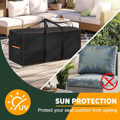 Enzeno Outdoor Cushion Storage Bag,Patio Furniture Cushion Storage Bag with Reflective Strips,420D Garden Cushion Organizer Covers with Zipper and Handles,78.5"Lx23.5"Wx29.5"H