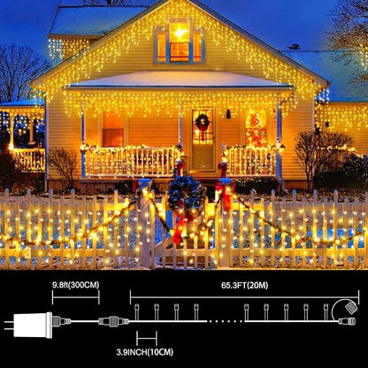 66ft Christmas Decorative Mini Lights,200 LED Green Wire Fairy Starry String Lights Plug in, 16Lighting Modes, for Indoor Outdoor Xmas Tree Wedding Party Decoration (Warm White)