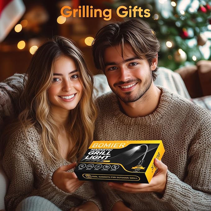 Magnetic Grill Lights for Outdoor BBQ - 2 Pack Grilling Gifts for Men Him | Bright for Night BBQ, Smoker Accessories, Strong Magnetic Base, Flexible Gooseneck, Waterproof Outdoor Use, Cooking Gadgets