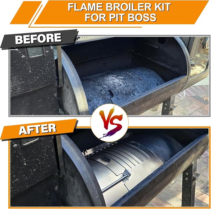 Flame Broiler Kit for Pit Boss Lexington 500/540/550 Navigator 500/540 Series Pellet Grills with Slide Cover and Bottom, Heat Diffuser Replacement Parts for Pit Boss PB500NX Pellet Grill Smoker