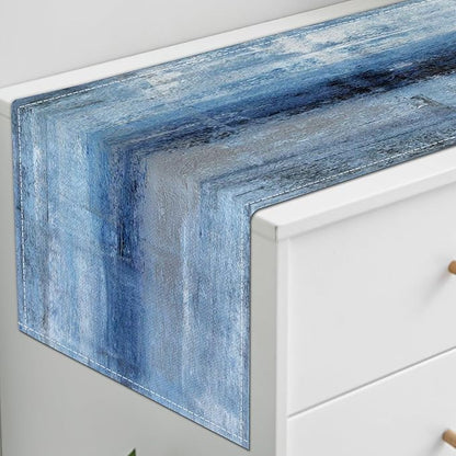 Blue Grey Table Runners Modern Art Farmhouse Linen Table Runners Dresser Scarves Retro Rustic Style for Party Kitchen Dining Table Coffee Holiday Party Decor (Blue Grey, 13"x 71")