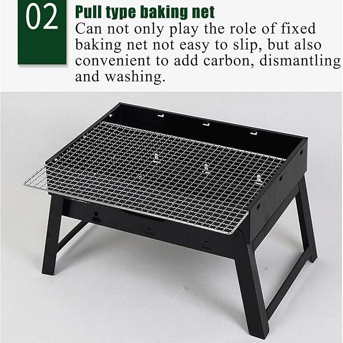 Portable Charcoal Grill, Camping BBQ Grill for Outdoor Barbecue, Foldable Charcoal Grills BBQ Smoker for 1-8 People, Easy to Carry Camping Grill for Picnic Beach Patio Garden Party,A-1