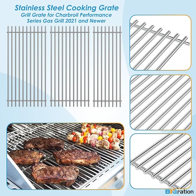 17" Grill Grate for Charbroil Performance 5 Burner 463448021 463449021 463450022 463451022 463455021 , Stainless Steel Cooking Grate for Charbroil Grill Replacement Parts G426-0004-W1 G426-0005-W1
