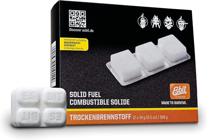 Esbit 1300-Degree Smokeless Solid 14g Fuel Tablets for Backpacking, Camping, and Emergency Prep
