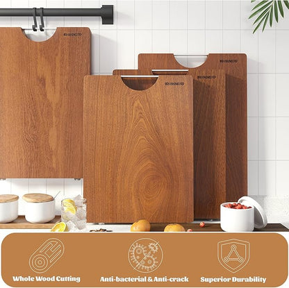 Brosisincorp Real Solid Sapele Cutting Board One Piece No Glue Non Toxic All Whole Single Wood Butcher Block Thick Hard Wood Heavy Duty Edge Grain (Small,14.17"L*9.45"W*0.98"Th)