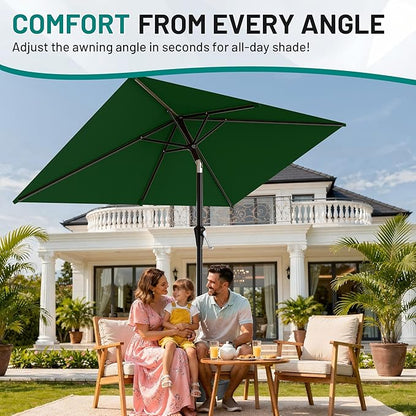 AreShark 6.5' x 10' Rectangular Patio Umbrellas for Outdoor, Outdoor Table Umbrella, Large Outdoor Patio Umbrellas with 6 Sturdy Ribs for Pool, Garden, Deck & Market (Dark Green)