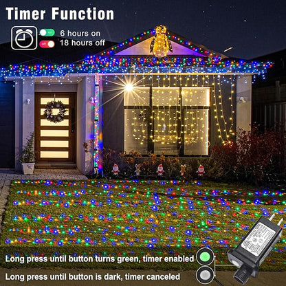 66FT 200 LED Outdoor String Lights, Connectable Christmas Lights Indoor Waterproof with 8 Modes, Plug in Twinkle Fairy Lights Clear Wire for Outside Home Garden Wedding Patio Decorations, Multicolor