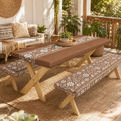 Cinrobiy 3PCS Picnic Table Cover Set with Bench Covers Fitted Waterproof Outdoor Tablecloth Mexican Fiesta Cinco De Mayo Party Camping Picnic Table Decoration Set 72 x 30 Inch