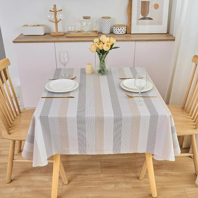 LIBERECOO Heavy Duty Vinyl Tablecloth with Flannel Backing Waterproof Oil-Proof Plastic Table Cloth Stain-Resistant Wipeable Rectangle or Square Table Cover for Indoor and Outdoor 54 x 54 Inch