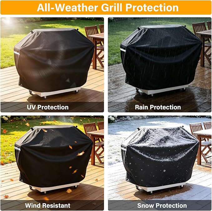 Hisencn 60 Inch Gas Grill Cover for 3 to 5 Burner, Heavy Duty Waterproof BBQ Cover for Nexgrill 720-0830H 720-0888S 720-0888N, Dyna Glo DGF493PNP-D, for Weber, Char Broil, Nexgrill, Jenn Air and More