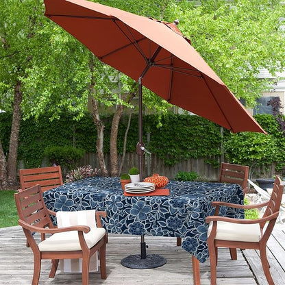 LVTXIII Rectangle Outdoor Tablecloth with Umbrella Hole and Zipper, Water-Repellent 60 x 84 Inch Patio Table Cover for Picnic, Garden, Backyard Dining, Flower Navy