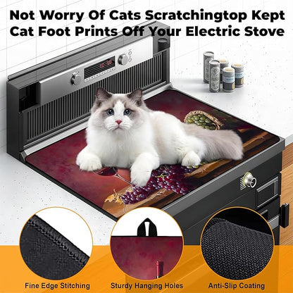 Heat-Resistant Glass Stove Top Cover with Anti-Slip Rubber Coating – 28.5x20.5 Inch Electric Stove Protector, Scratch-Resistant, Expands Counter Space, Stylish Kitchen Decor