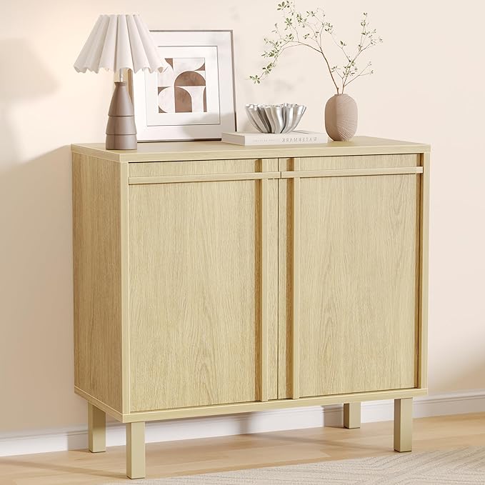 31 inch Sideboard Buffet Cabinet, Modern Credenza with 2 Doors & Adjustable Shelf, Small Coffee Bar Storage for Kitchen, Entryway