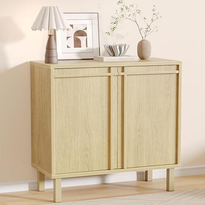 31 inch Sideboard Buffet Cabinet, Modern Credenza with 2 Doors & Adjustable Shelf, Small Coffee Bar Storage for Kitchen, Entryway
