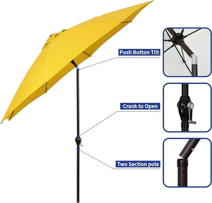 Sunline 9 ft Patio Umbrella with Crank & Push Button Tilt, Outdoor Market Umbrella with UV Protection & Wind Vent and Fiberglass Ribs, Metal Frame for Deck, Pool & Table, Yellow