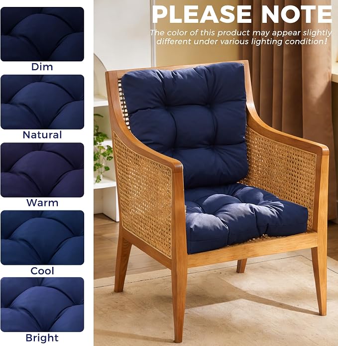 IASEAHK Outdoor Chair Cushions Set of 4, 19" x 19" x 5", Waterproof Outdoor Seat Cushions for Patio Furniture, Fade-Resistant Patio Chair Cushion, Dining Wicker Chair Pads for Porch Garden, Navy Blue