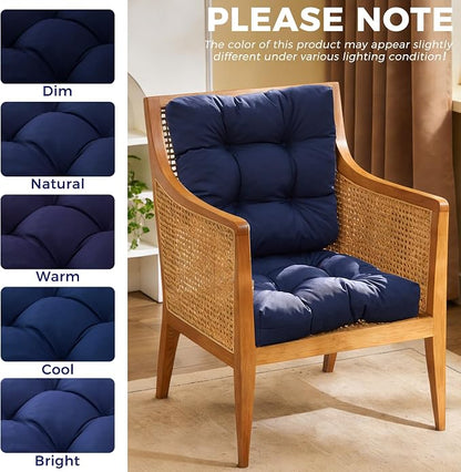 IASEAHK Outdoor Chair Cushions Set of 4, 19" x 19" x 5", Waterproof Outdoor Seat Cushions for Patio Furniture, Fade-Resistant Patio Chair Cushion, Dining Wicker Chair Pads for Porch Garden, Navy Blue