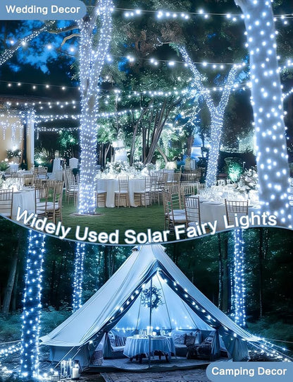 Solar String Lights Outdoor, 6 Pack Each 100 LED Solar Twinkle Lights for Outside, Waterproof Copper Wire with 8 Modes Solar Fairy Lights for Garden Yard Tree Wedding Christmas Decor(Cool White)
