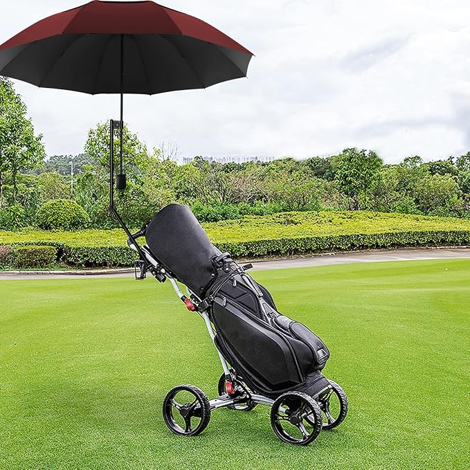 HOBVO UPF 50+ Golf Umbrella with Adjustable Universal Clamp, Portable Umbrellas for Rain, Manual Open & Close, for Beach Chair, Golf Cart, Stroller, Bleacher, Patio