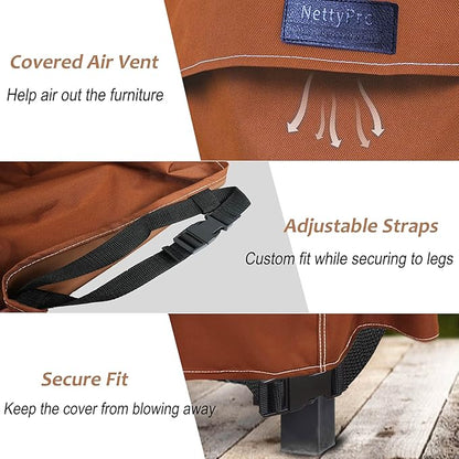 NettyPro Waterproof Outdoor Furniture Side Table Cover 24 x 24 Inch Patio Square Ottoman Table Cover All Weather Protection