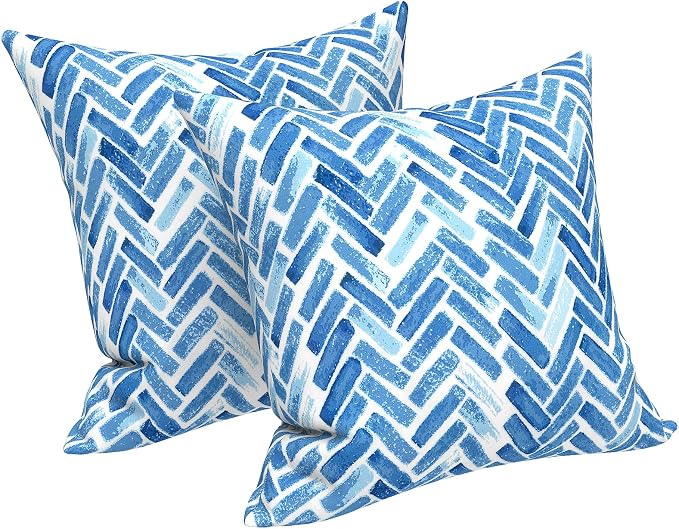LVTXIII Outdoor Pillow Covers 20x20 Inch, 2 Pack Large Square Throw Pillow Cases, Fade-Resistant Cushion Covers for Patio Furniture Sofa, Garden Porch, Blue Bricks