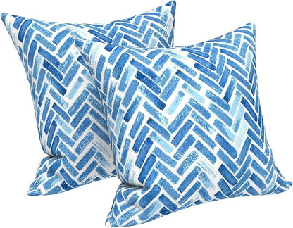 LVTXIII Outdoor Pillow Covers 20x20 Inch, 2 Pack Large Square Throw Pillow Cases, Fade-Resistant Cushion Covers for Patio Furniture Sofa, Garden Porch, Blue Bricks