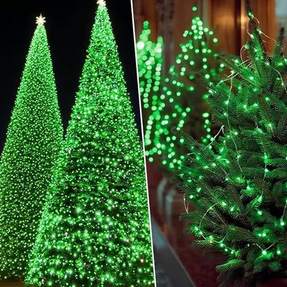 Solar String Lights Outdoor Waterproof 33ft 100LED 8 Modes Twinkle Lights Solar Fairy Lights for Patio, Garden Yard Party Wedding Tree Christmas Halloween Decoration, Green