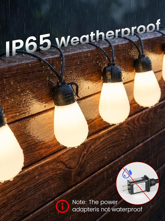 woohaha Smart Outdoor String Lights 45FT(37+8 Color Changing Patio Lights | 19 RGB+IC Shatterproof LED Bulbs,Multicolor&Warm White,Dimmable,Waterproof,APP&2.4G Remote,Custom Colors for Outside Decor