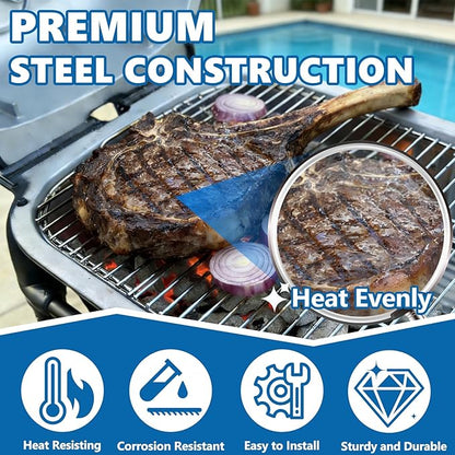 SafBbcue Stainless Steel Hinged Cooking Grid for PK300 Grill Smoker, Cooking Grate for PK300AF Grills Smoker Accessories with Lift Tab 304 Grade Stainless Steel Grill Grate for PK300, 22.35" x 14.13"