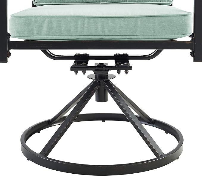 Crosley Furniture Kaplan 7-Piece Outdoor Dining Set for 6, Patio Table and Chairs for Backyard, Deck, Oiled Bronze with Mist Cushions
