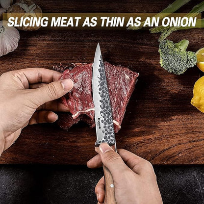 Huusk Knives from Japan, Boning Knife for Meat Cutting 6 inch, Butcher Knife for Brisket Trimming, Viking knives with Sheath, Full Tang Kitchen Utility Knife, Gift for Fathers