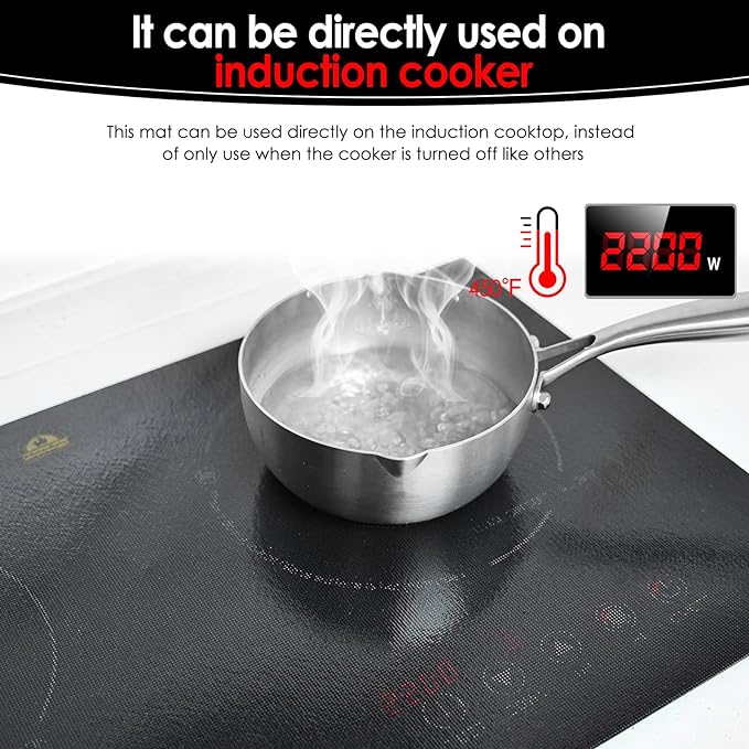 KitchenRaku Large Induction Cooktop Protector Mat 20.4 x 30.7 inch, Translucent (Magnetic) Electric Stove Burner Covers Antiscratch as Glass Top Stove Cover or Electric Stove Top