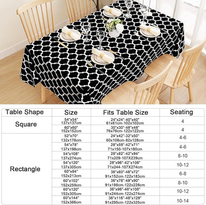 Smiry Rectangle Table Cloth, Waterproof Vinyl Tablecloth with Flannel Backing for Rectangle Tables, Wipeable Spillproof Plastic Tablecloths for Dining, Camping, Indoor and Outdoor (54"x78", Black)