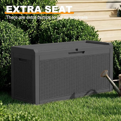 70 Gallon Waterproof Outdoor Storage Box,Deck Boxs for Outdoor and Indoor Use,Deck Storage Box for Picnic Supplies,Gardening Tools,Lockable and Easy to Install(Black)