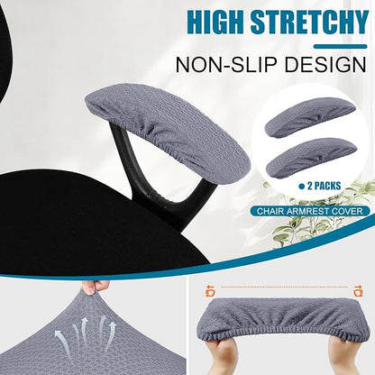 Smiry Office Computer Chair Armrest Covers, 2PCs Anti-dust Arm Rest Pad | Removable Washable Desk Chair Arm Pad Covers, Grey