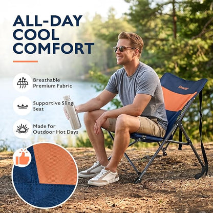 Alvantor® Camping Chair, High Back Folding Beach Chair Breathable for Outdoor, Ergonomic Backrest, Easy Use Portable Lawn Chair Seat for Travel, Fishing, Pinic, Sports Events, 20"x28"x28"