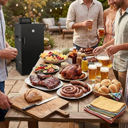 CLIVIA 8-Layer Electric Smoker with Side Wood Chip Loader, 1600W Vertical Digital BBQ Smoker Oven, 0-24H Timer & 86-257°F Temp Control, Large Capacity Meat Smoker for Jerky, Sausage, Fish (DSH-S45E)
