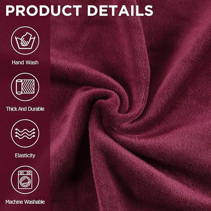 Peryiter 3 Pcs Couch and Loveseat Sofa Covers,Burgundy,Velvet | Armchair Covers for Living Room, Sofa Cushion Slipcover, Furniture Protector, Polyester and Spandex, Washable
