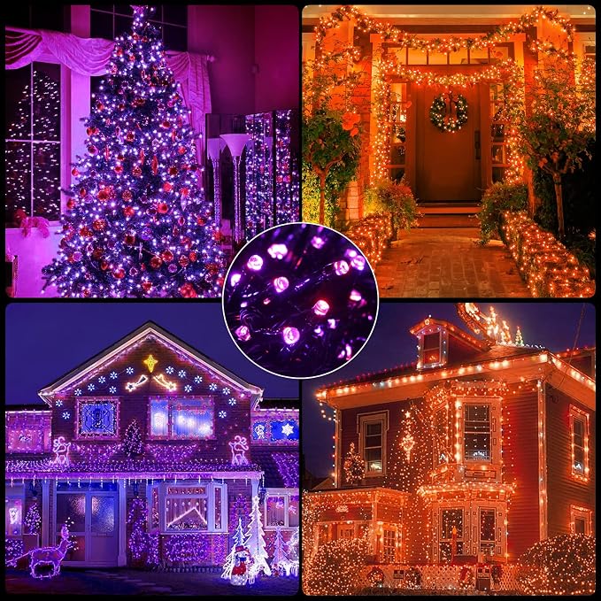 Orange Purple Halloween String Lights, Halloween Light | 105FT 300 LED Color Changing, End to End Plug Waterproof Halloweens Decoration Lights Outdoor Indoor for Bedroom Patio Decor