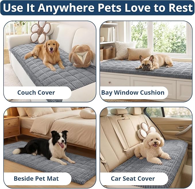 OstepDecor Couch Cover for Dogs, Washable Non Slip Sofa Cover for Pets | Soft Couch Covers for Sofa, Loveseat and Sectional, Furniture Protector Against Pet Hair & Dirt (35.4" x 63", Blue Grey)