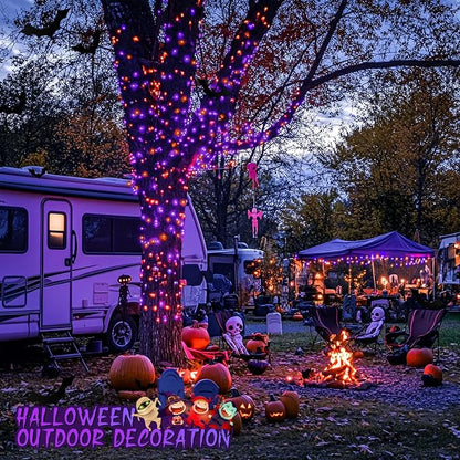 JMEXSUSS 200 LED Halloween Lights Outdoor,Purple Orange Halloween Lights | 66FT Halloween String Lights Indoor Plug in for Fireplace Mantel Party Patio Yard Door Halloween Tree, Connectable