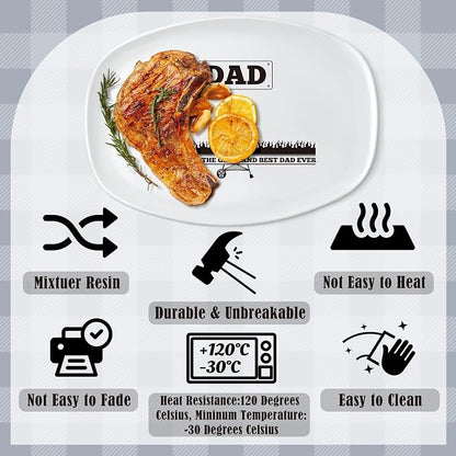 R HORSE Melamine Grill Platter Gift, Barbecue White Oval Serving Tray Plate | Christmas, New Year, Birthday Gift for Dad Men Grandpa, Ideal for Appetizer, Dessert, Salad, Outdoor Indoor Cooking Party