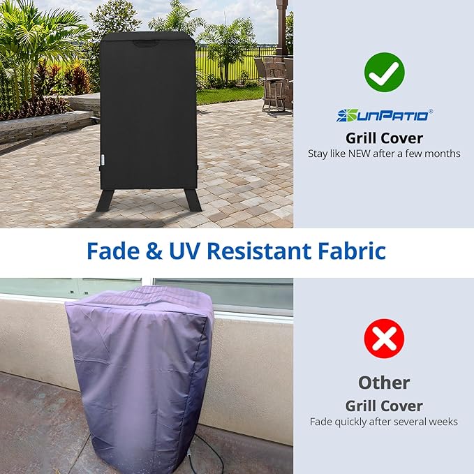 SunPatio 40 inch Electric Smoker Cover Compatible for Masterbuilt Smoker, Heavy Duty Waterproof Outdoor Smoker Grill Cover, 28" W x 22" D x 39" H, Black