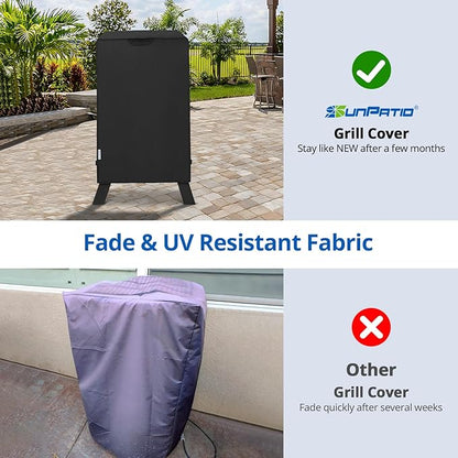 SunPatio 40 inch Electric Smoker Cover Compatible for Masterbuilt Smoker, Heavy Duty Waterproof Outdoor Smoker Grill Cover, 28" W x 22" D x 39" H, Black