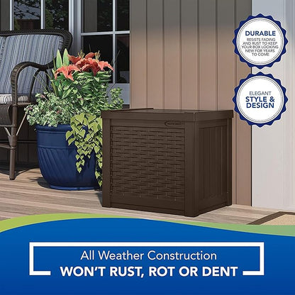 Suncast 4 Pack 22-Gallon Small Deck Box - Lightweight Resin Storage Container and Seat for Patio Cushions and Gardening Tools - Store Items on Patio, Garage, 22.5"L x 17"W x 22.5"H, Yard - Java Brown