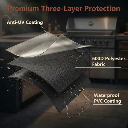 Built-in Grill Cover 36 Inch, Island Grill Top Cover for DCS, Kitchen-Aid, Jenn-Air, Napoleon, Coyoto, Weber and More 32"-36" Built-in Grill, 600D Heavy Duty Waterproof, 37"W x 27.3"D x 26"H